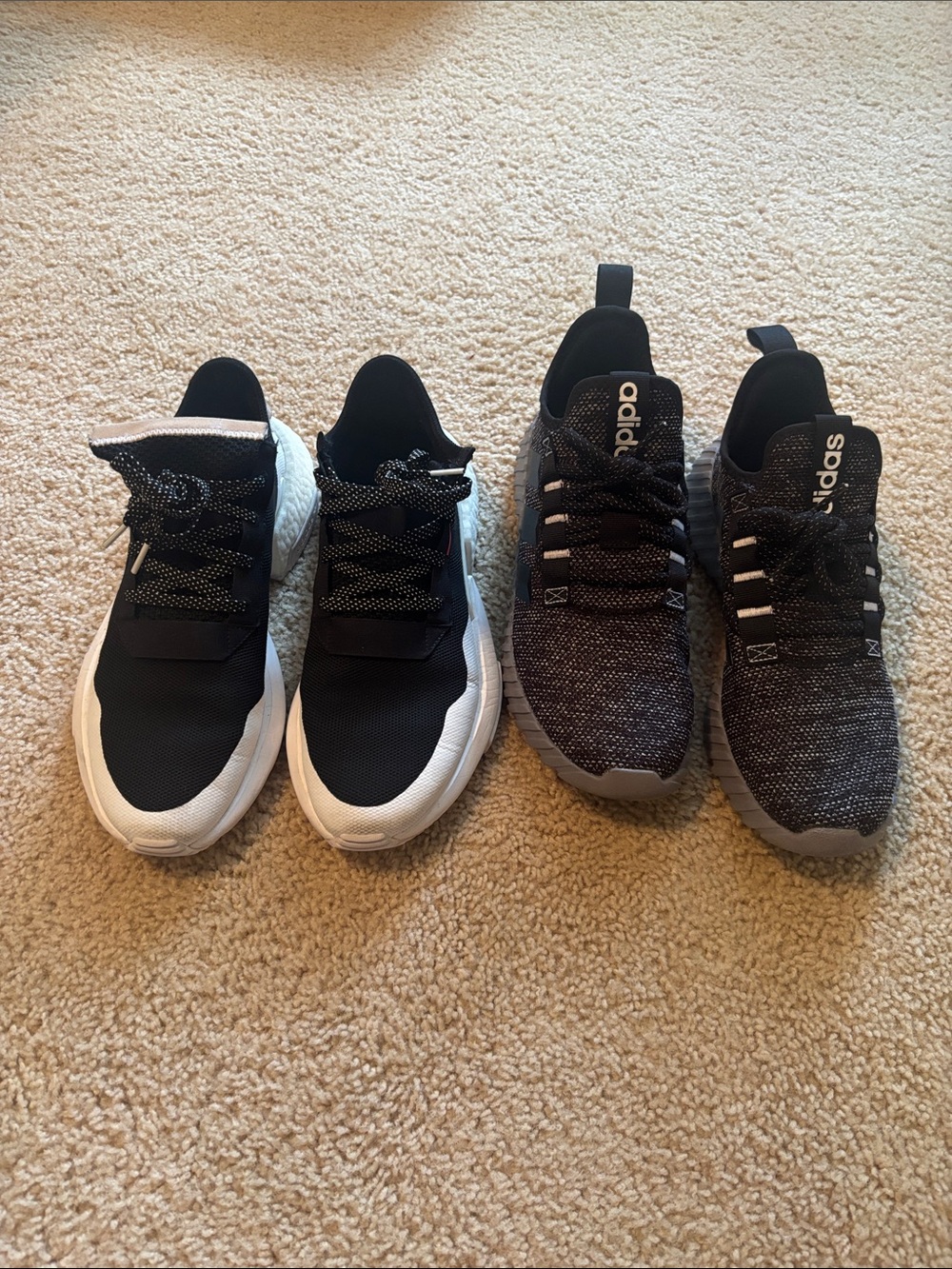 adidas Men's Black and White Dual-Pair Casual Sneakers